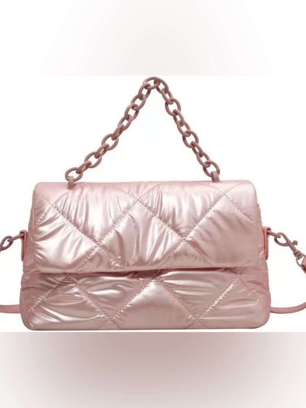 Pink Quilted with Pink Chain-Handle Shoulder Bag-NWOT